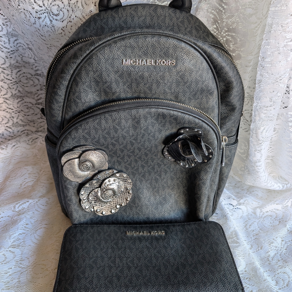 Michael Kors Floral Backpack and Wallet Set